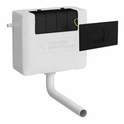 Cruze Bathrooms Cruze Dual Flush Concealed WC Cistern Incl. Large Matt Black Push Button Plate