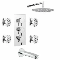 Cruze Bathrooms Cruze Modern Shower Package (Fixed Shower Head, 4 Body Jets + Bath Spout)