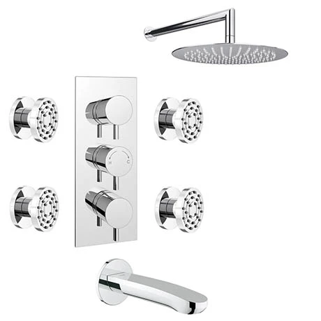 Cruze Bathrooms Cruze Modern Shower Package (Fixed Shower Head, 4 Body Jets + Bath Spout) 3 Cruze Bathrooms Cruze Modern Shower Package (Fixed Shower Head, 4 Body Jets + Bath Spout)