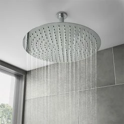 Cruze Bathrooms Cruze Large 400mm Thin Round Shower Head + Ceiling Mounted Arm