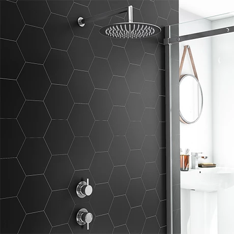 Cruze Bathrooms Cruze Round Concealed Individual Stop Tap + Thermostatic Control Valve With 300mm Shower Head 3 Cruze Bathrooms Cruze Round Concealed Individual Stop Tap + Thermostatic Control Valve With 300mm Shower Head