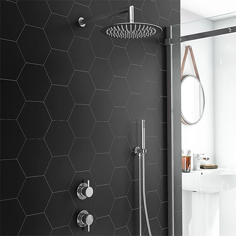 Cruze Bathrooms Cruze Round Concealed Individual Diverter + Thermostatic Control Valve With Handset + 300mm Shower Head 3 Cruze Bathrooms Cruze Round Concealed Individual Diverter + Thermostatic Control Valve With Handset + 300mm Shower Head