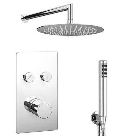 Cruze Bathrooms Cruze Round Push-Button Shower Valve Pack With Handset + Rainfall Shower Head 3 Cruze Bathrooms Cruze Round Push-Button Shower Valve Pack With Handset + Rainfall Shower Head