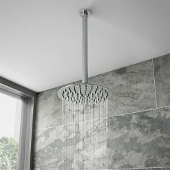 Cruze Bathrooms Cruze Ultra Thin Round Shower Head With Vertical Arm - 200mm