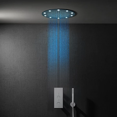 Cruze Bathrooms Cruze 400mm LED Round Shower Package With Concealed Valve + Handset 3 Cruze Bathrooms Cruze 400mm LED Round Shower Package With Concealed Valve + Handset