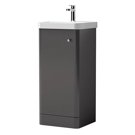 Cruze Bathrooms Cruze 400mm Curved Gloss Grey Vanity Unit 3 Cruze Bathrooms Cruze 400mm Curved Gloss Grey Vanity Unit