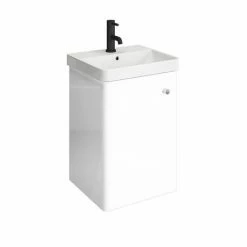 Cruze Bathrooms Cruze 400mm Curved Gloss White Wall Hung Vanity Unit -Cruze Bathrooms Shop CRZ4WHVW D3 460