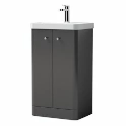 Cruze Bathrooms Cruze Curved Vanity Unit - 500mm - Gloss Grey