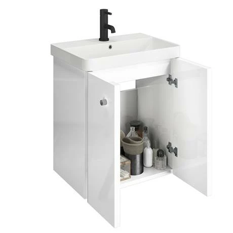 Cruze Bathrooms Cruze 500mm Curved Gloss White Wall Hung Vanity Unit 4 Cruze Bathrooms Cruze 500mm Curved Gloss White Wall Hung Vanity Unit - Image 2