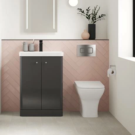 Cruze Bathrooms Cruze Curved Vanity Unit - 600mm - Gloss Grey 4 Cruze Bathrooms Cruze Curved Vanity Unit - 600mm - Gloss Grey - Image 2