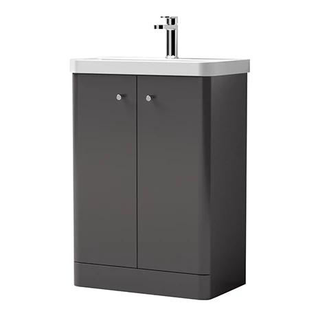 Cruze Bathrooms Cruze Curved Vanity Unit - 600mm - Gloss Grey 3 Cruze Bathrooms Cruze Curved Vanity Unit - 600mm - Gloss Grey