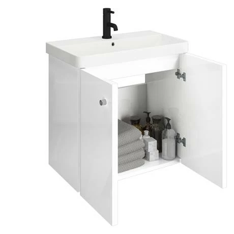 Cruze Bathrooms Cruze 600mm Curved Gloss White Wall Hung Vanity Unit 4 Cruze Bathrooms Cruze 600mm Curved Gloss White Wall Hung Vanity Unit - Image 2