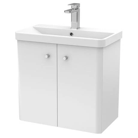 Cruze Bathrooms Cruze 600mm Curved Gloss White Wall Hung Vanity Unit 8 Cruze Bathrooms Cruze 600mm Curved Gloss White Wall Hung Vanity Unit - Image 6