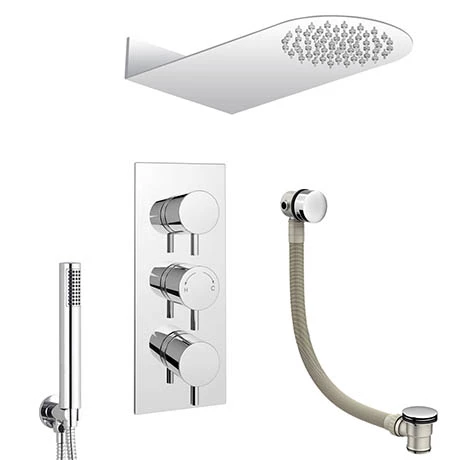 Cruze Bathrooms Cruze Modern Shower Package (Fixed Head, Round Handset + Overflow Bath Filler) 3 Cruze Bathrooms Cruze Modern Shower Package (Fixed Head, Round Handset + Overflow Bath Filler)