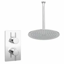 Cruze Bathrooms Cruze Twin Concealed Shower Valve Inc. Ultra Thin Head + Vertical Arm