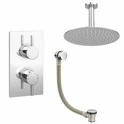 Cruze Bathrooms Cruze Modern Shower Package (Fixed Shower Head + Overflow Bath Filler)