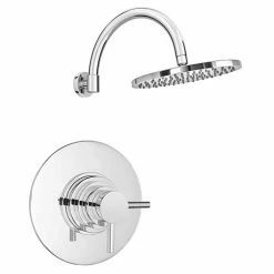 Cruze Bathrooms Cruze Round Concealed Dual Thermostatic Shower Valve With 200mm Head + Round Curved Arm