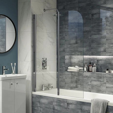 Cruze Bathrooms Cruze 1100 X 1400 Chrome 6mm Bi-Fold Hinged Bath Screen 3 Cruze Bathrooms Cruze 1100 X 1400 Chrome 6mm Bi-Fold Hinged Bath Screen