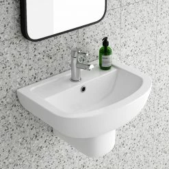 Cruze Bathrooms Cruze Basin + Semi Pedestal (550mm Wide - 1 Tap Hole)