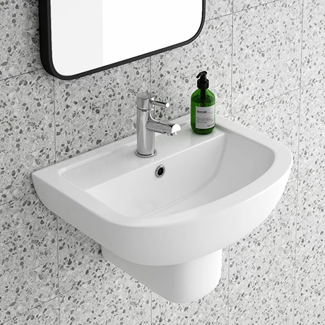 Cruze Bathrooms Cruze Basin + Semi Pedestal (550mm Wide - 1 Tap Hole) 2 Cruze Bathrooms Cruze Basin + Semi Pedestal (550mm Wide - 1 Tap Hole)