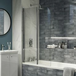 Cruze Bathrooms Cruze 900 X 1400 Chrome 6mm Bi-Fold Hinged Bath Screen