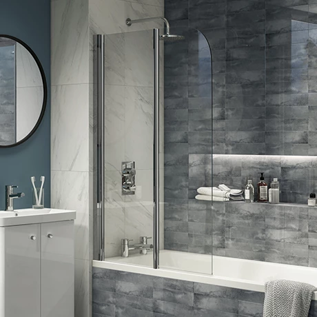 Cruze Bathrooms Cruze 900 X 1400 Chrome 6mm Bi-Fold Hinged Bath Screen 3 Cruze Bathrooms Cruze 900 X 1400 Chrome 6mm Bi-Fold Hinged Bath Screen