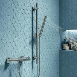 Cruze Bathrooms Cruze Chrome Round Bar Shower Valve Inc. Slide Rail Kit With Pencil Handset