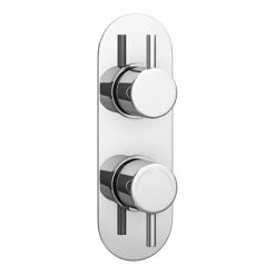 Cruze Bathrooms Cruze Chrome Round Twin Concealed Shower Valve W. Diverter + Oval Backplate