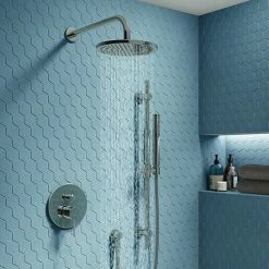 Cruze Bathrooms Cruze Chrome Shower System (Valve Inc. 200mm Fixed Head + Slide Rail Kit With Handset)