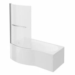 Cruze Bathrooms Cruze B Shaped Shower Bath - 1700mm Inc. Screen With Rail & Panel
