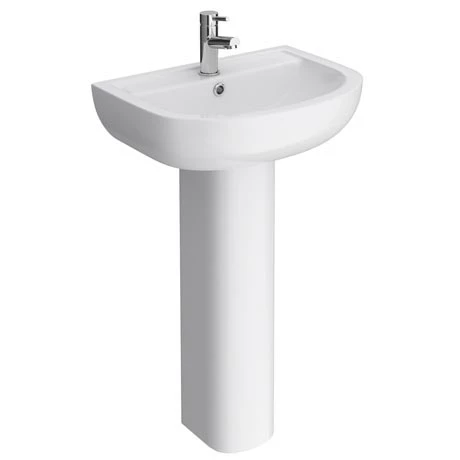 Cruze Bathrooms Cruze Basin With Full Pedestal (550mm Wide - 1 Tap Hole) 2 Cruze Bathrooms Cruze Basin With Full Pedestal (550mm Wide - 1 Tap Hole)