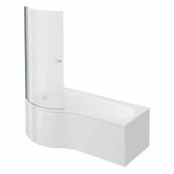 Cruze Bathrooms Cruze P Shaped Shower Bath - 1700mm Inc. Screen With Knob + Panel
