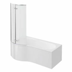 Cruze Bathrooms Cruze P Shaped Shower Bath - 1700mm With Hinged Screen & Panel