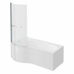 Cruze Bathrooms Cruze P Shaped Shower Bath - 1700mm Inc. Screen With Rail + Panel