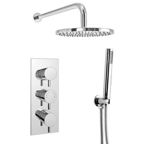 Cruze Bathrooms Cruze Round Triple Thermostatic Valve With Round Shower Head + Handset 3 Cruze Bathrooms Cruze Round Triple Thermostatic Valve With Round Shower Head + Handset - Image 2