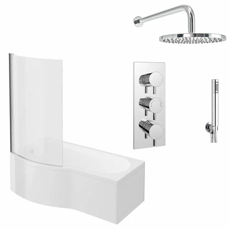 Cruze Bathrooms Cruze Shower Bath + Concealed 2 Outlet Shower Pack (1700 B Shaped With Screen + Panel) 3 Cruze Bathrooms Cruze Shower Bath + Concealed 2 Outlet Shower Pack (1700 B Shaped With Screen + Panel)