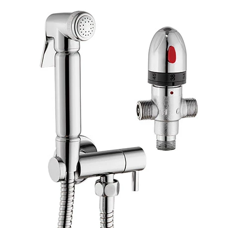 Cruze Bathrooms Cruze Modern Thermostatic Douche Shower Spray Kit With Shut Off Valve + Hose 3 Cruze Bathrooms Cruze Modern Thermostatic Douche Shower Spray Kit With Shut Off Valve + Hose