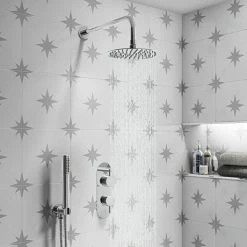 Cruze Bathrooms Cruze Round Thermostatic Shower Pack With Head + Handset (Oval Backplate) Chrome