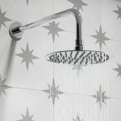 Cruze Bathrooms Cruze Round 200mm Chrome Fixed Shower Head + Wall Mounted Arm