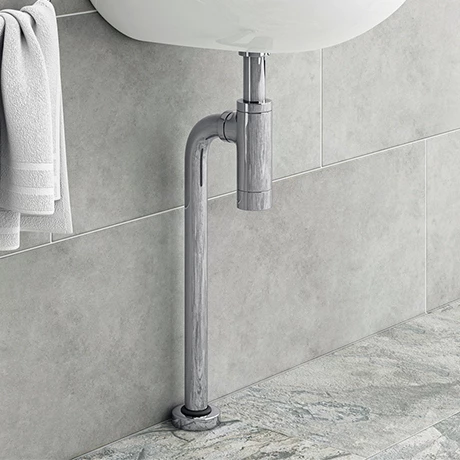 Cruze Bathrooms Cruze Round Modern Chrome Basin Bottle Trap + Tube To Floor Pipe Set 3 Cruze Bathrooms Cruze Round Modern Chrome Basin Bottle Trap + Tube To Floor Pipe Set